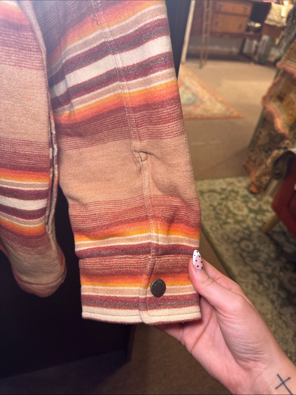 Pendleton Striped Wool Shirt Jacket in Tan, Rust & Orange - Picture 6 of 6